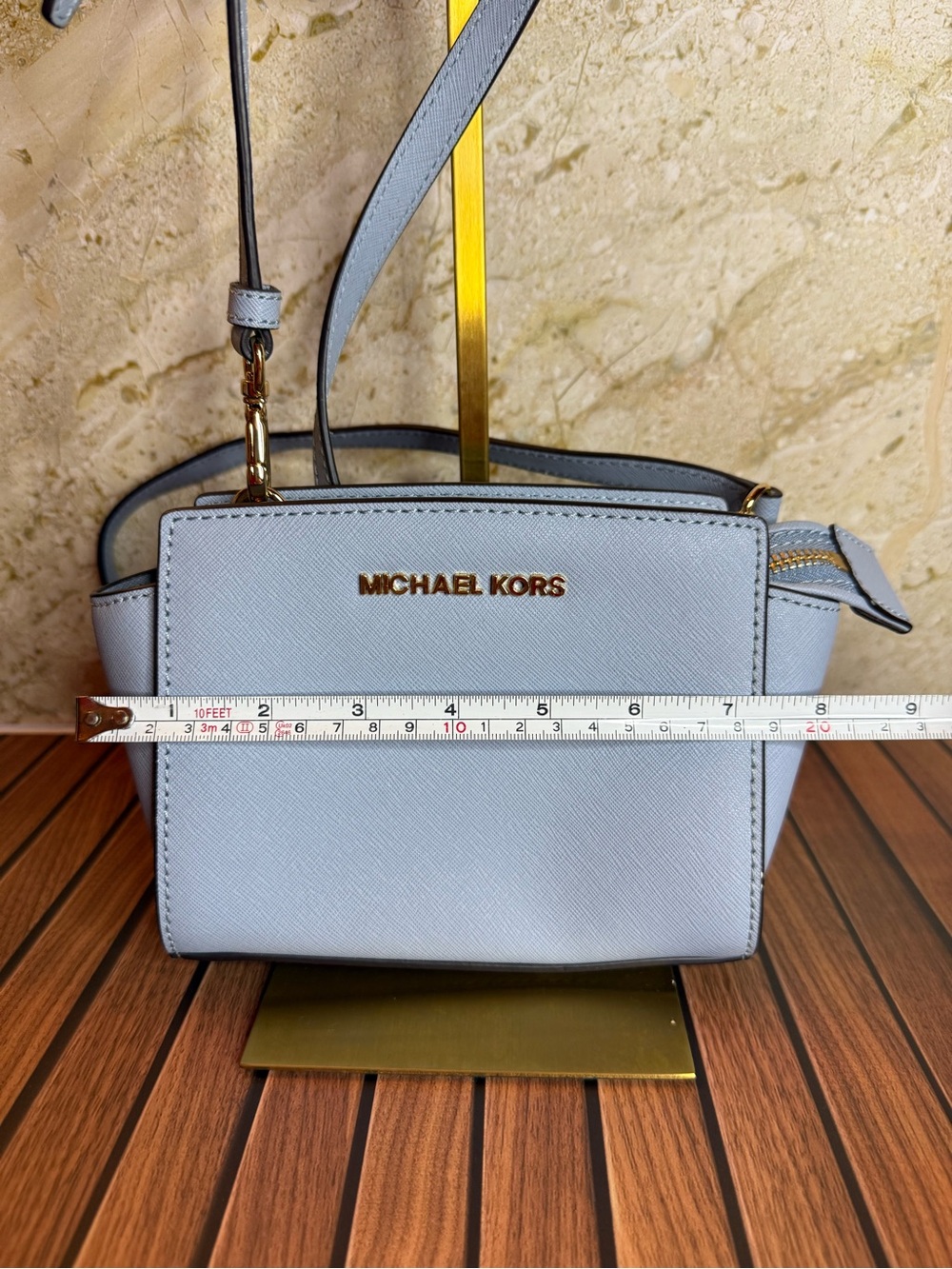 Michael Kors Selma Mini Saffiano Leather Blue Crossbody Bag 32H3GLMC1L - Picture 11 of 14
